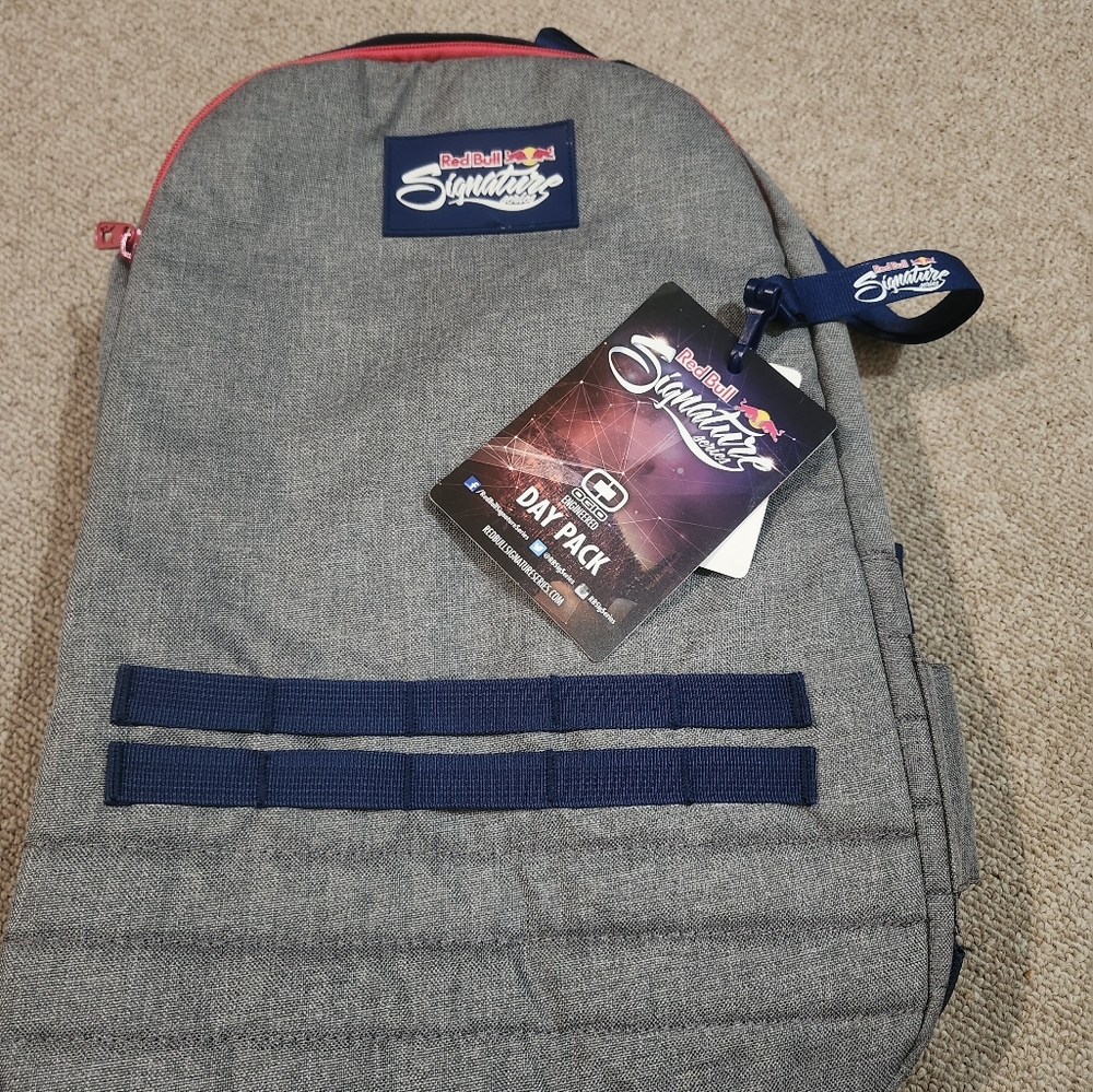 Gray and Blue Red Bull Limited edition Backpack with Navy Stripes